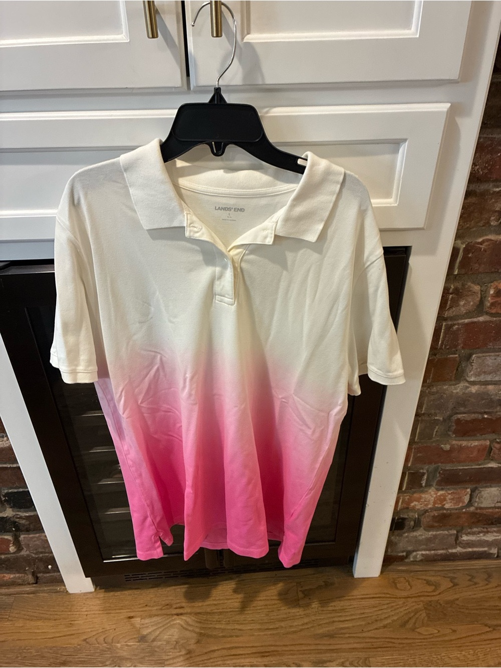 Lands' End White to Pink Gradient Polo
